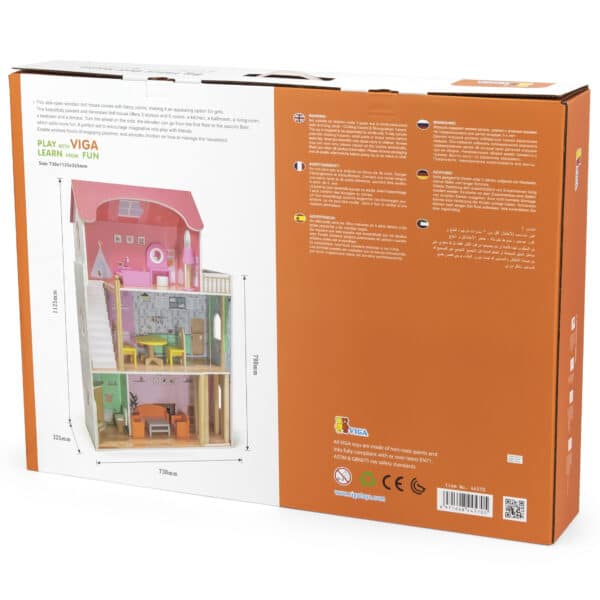 VIGA Duży Drewniany Domek dla Lalek - 014