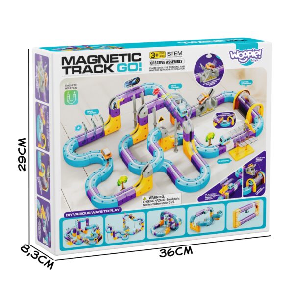 WOOPIE Zestaw Konstrukcyjny Magnetyczny Tor Kolejowy z Efektem Przyciągania 126 el. - 009