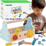TOOKY TOY Drewniana Skrzynka z Narzędziami Zestaw 18 el. - 001