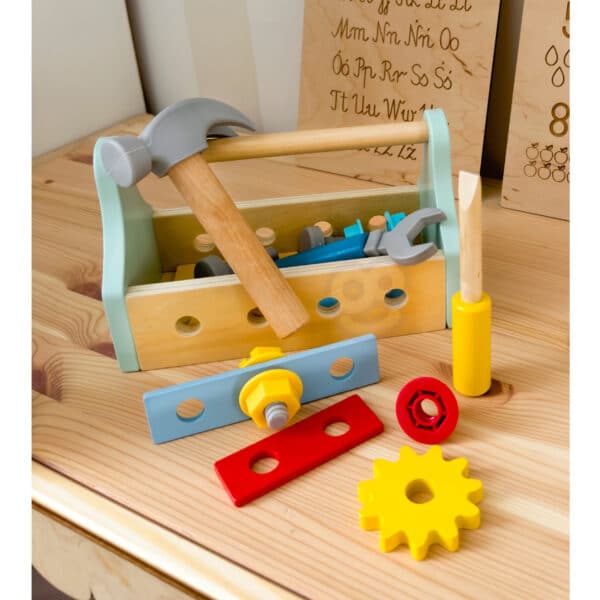 TOOKY TOY Drewniana Skrzynka z Narzędziami Zestaw 18 el. - 004
