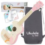 CLASSIC WORLD Drewniane Ukulele Gitara dla Dzieci Różowa - 001