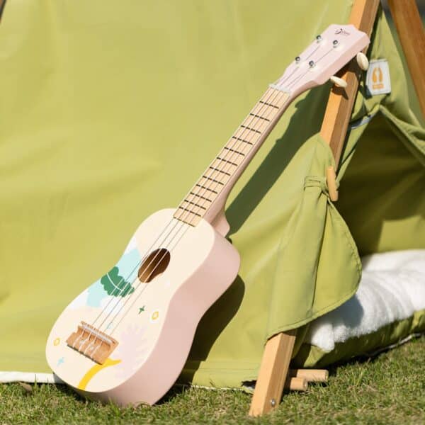 CLASSIC WORLD Drewniane Ukulele Gitara dla Dzieci Różowa - 002