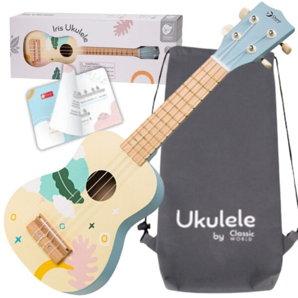 CLASSIC WORLD Drewniane Ukulele Gitara dla Dzieci Niebieskie - 001