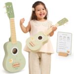 Viga Drewniane Ukulele Gitara Dla Dzieci Zielone Z Nutami - 001