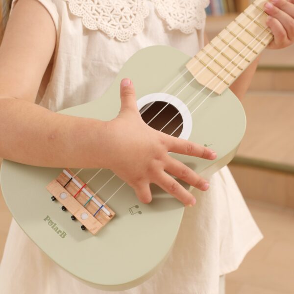 Viga Drewniane Ukulele Gitara Dla Dzieci Zielone Z Nutami - 004