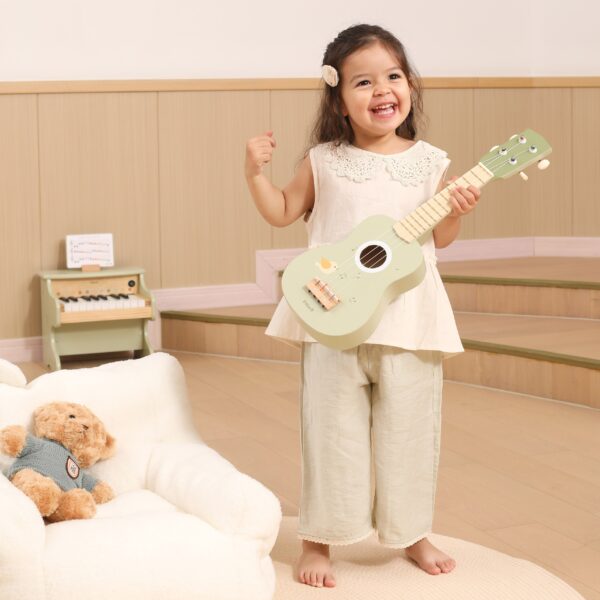 Viga Drewniane Ukulele Gitara Dla Dzieci Zielone Z Nutami - 007
