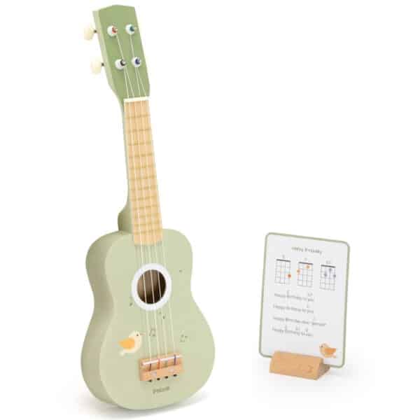 Viga Drewniane Ukulele Gitara Dla Dzieci Zielone Z Nutami - 008