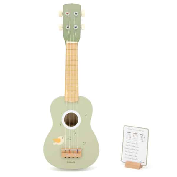 Viga Drewniane Ukulele Gitara Dla Dzieci Zielone Z Nutami - 010