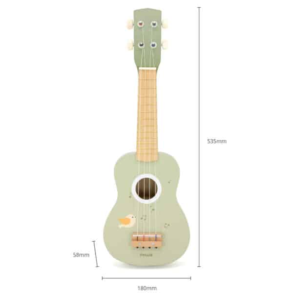 Viga Drewniane Ukulele Gitara Dla Dzieci Zielone Z Nutami - 011