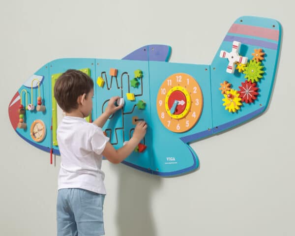 VIGA Drewniana Tablica Sensoryczna Manipulacyjna Samolot Certyfikat FSC Montessori - 002