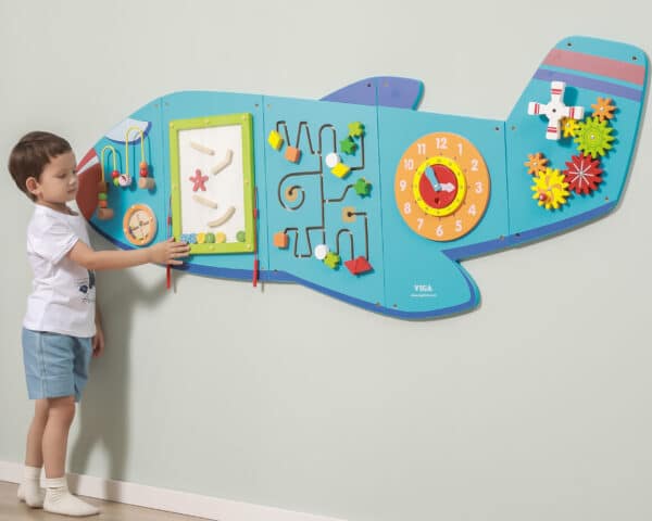 VIGA Drewniana Tablica Sensoryczna Manipulacyjna Samolot Certyfikat FSC Montessori - 003