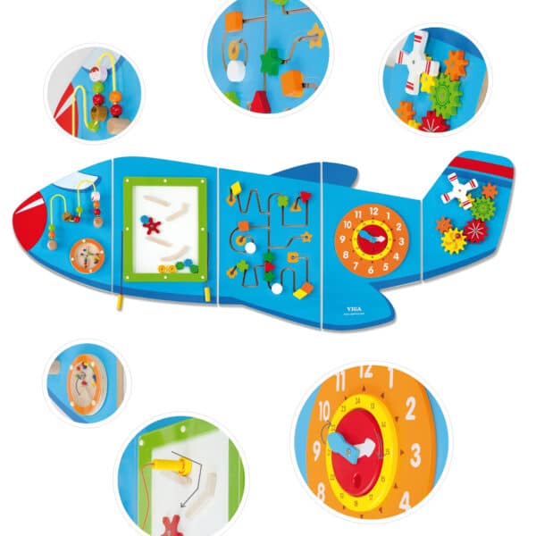 VIGA Drewniana Tablica Sensoryczna Manipulacyjna Samolot Certyfikat FSC Montessori - 007
