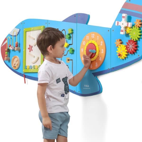 VIGA Drewniana Tablica Sensoryczna Manipulacyjna Samolot Certyfikat FSC Montessori - 008