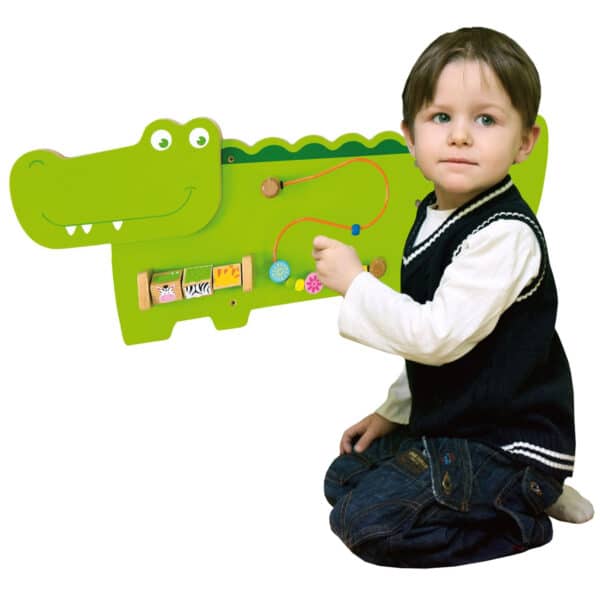 VIGA Tablica Edukacyjna Manipulacyjna Sensoryczna Drewniana Krokodyl Certyfikat FSC Montessori - 003