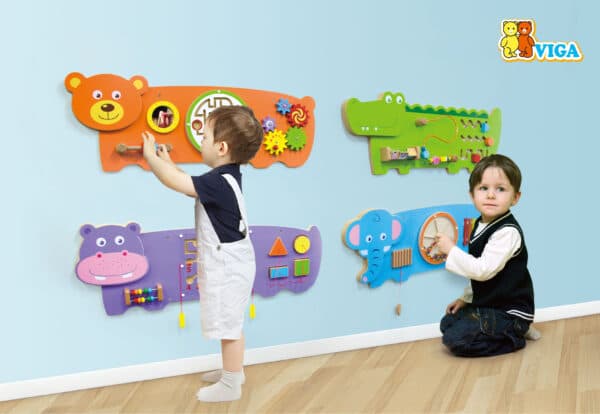 VIGA Tablica Sensoryczna Manipulacyjna Miś Certyfikat FSC Montessori - 013