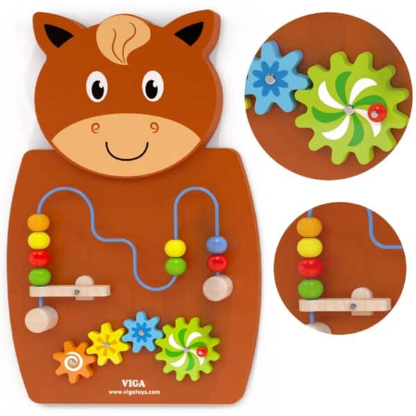 VIGA Drewniana Tablica Manipulacyjna Konik Certyfikat FSC Montessori - 005