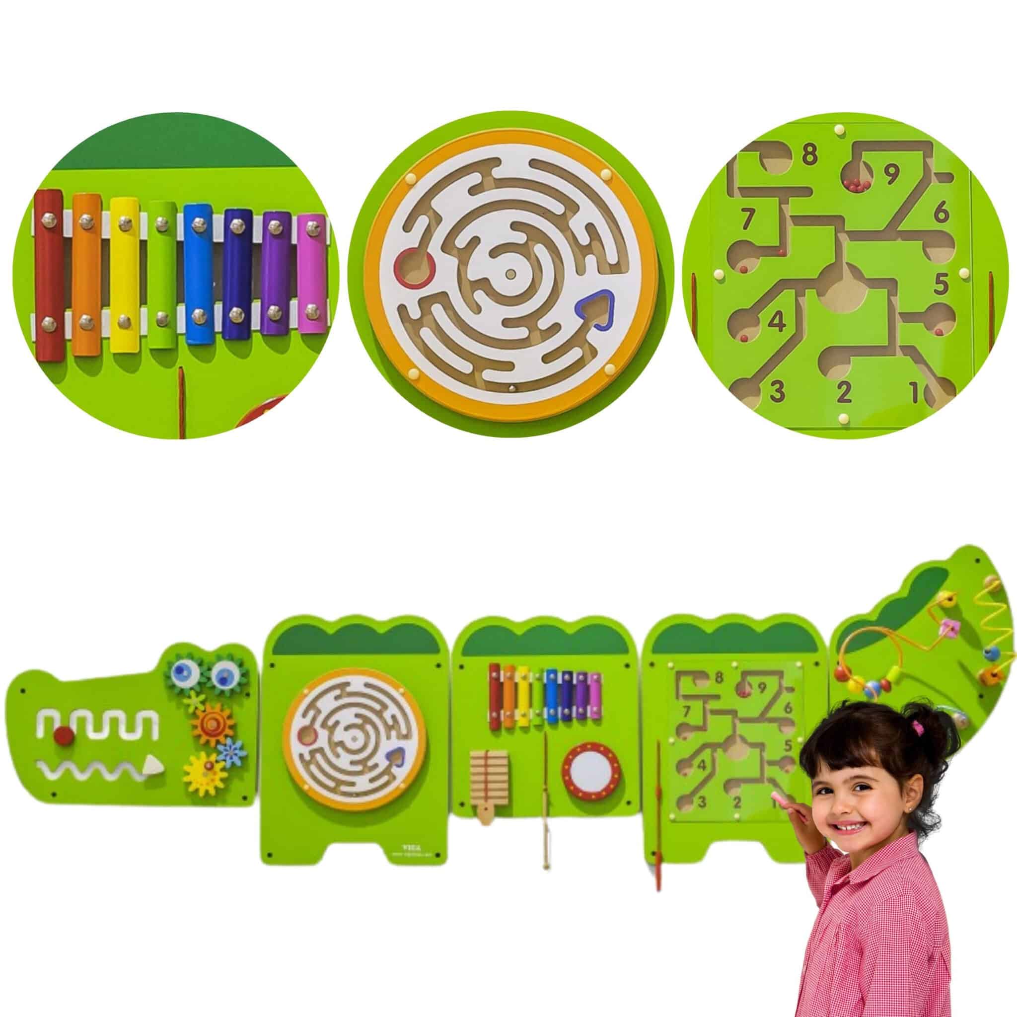 VIGA Tablica Sensoryczna Manipulacyjna Krokodyl Certyfikat FSC Montessori - 001