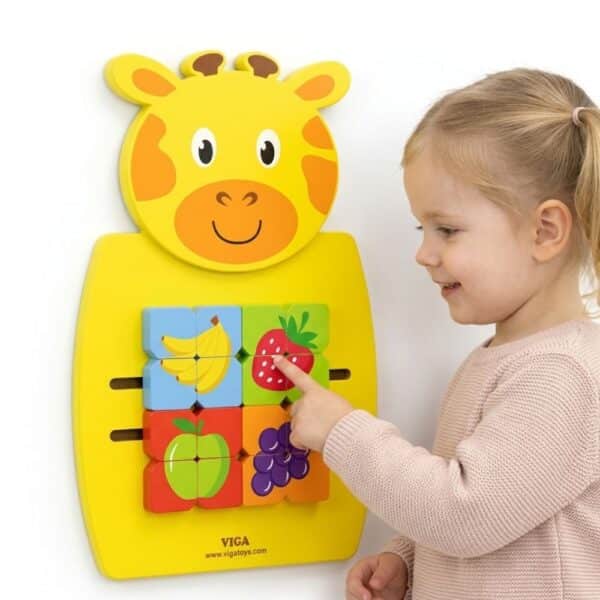 VIGA Drewniana Tablica Manipulacyjna Żyrafka Certyfikat FSC Montessori - 001