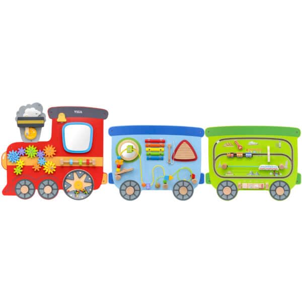 VIGA Drewniana Tablica Sensoryczna-Manipulacyjna EDU Pociąg - 003