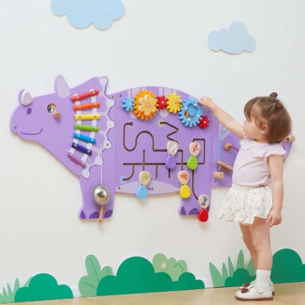 VIGA Drewniana Tablica Sensoryczna-Manipulacyjna EDU Triceratops - 007