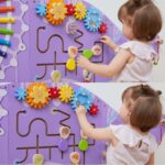 VIGA Drewniana Tablica Sensoryczna-Manipulacyjna EDU Triceratops - 010