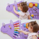 VIGA Drewniana Tablica Sensoryczna-Manipulacyjna EDU Triceratops - 011