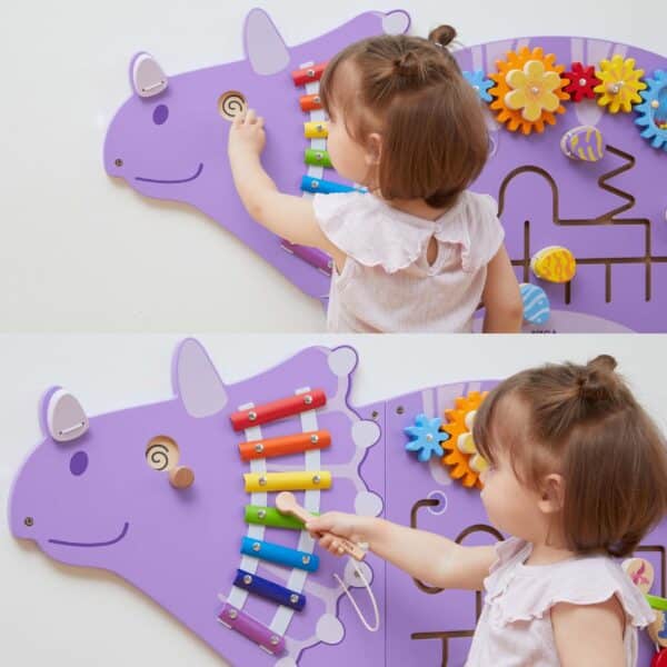 VIGA Drewniana Tablica Sensoryczna-Manipulacyjna EDU Triceratops - 011