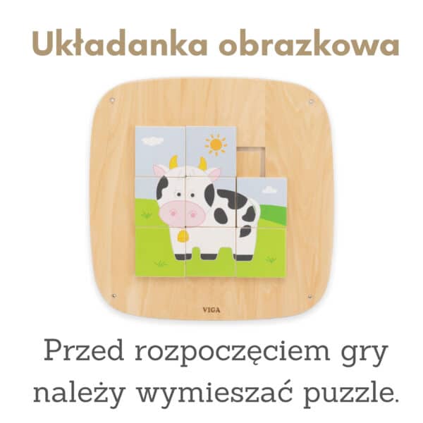 VIGA Drewniana Tablica Manipulacyjna Sensoryczna Układanka Obrazkowa - 007