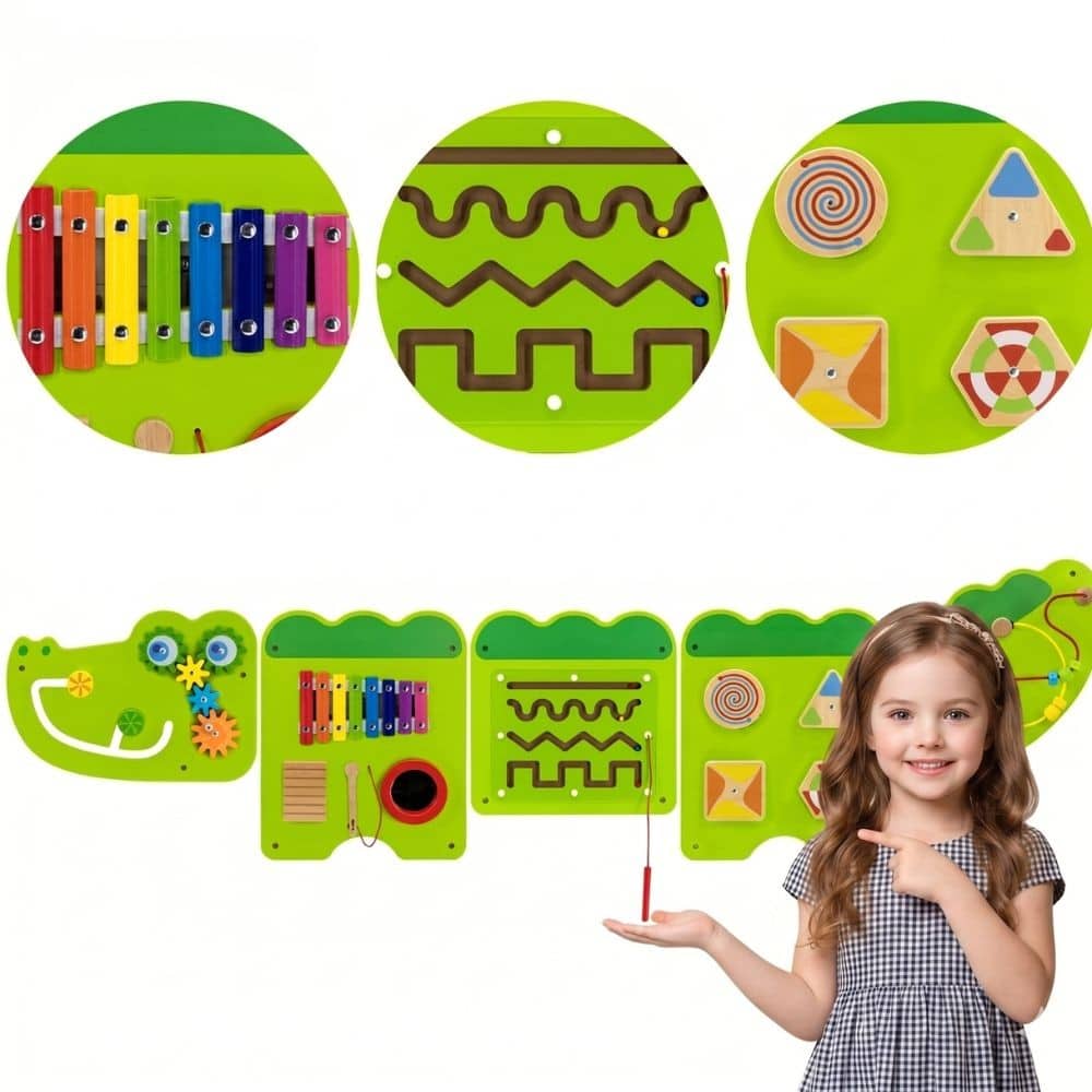 VIGA Tablica Sensoryczna Manipulacyjna Krokodyl Certyfikat FSC Montessori - 001