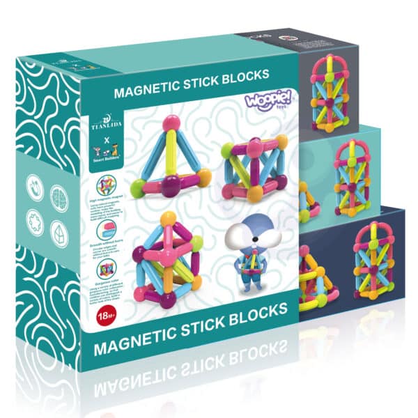 WOOPIE Magnetyczne Klocki Konstrukcyjne Edukacyjne Duże Grube 28 el. - 010
