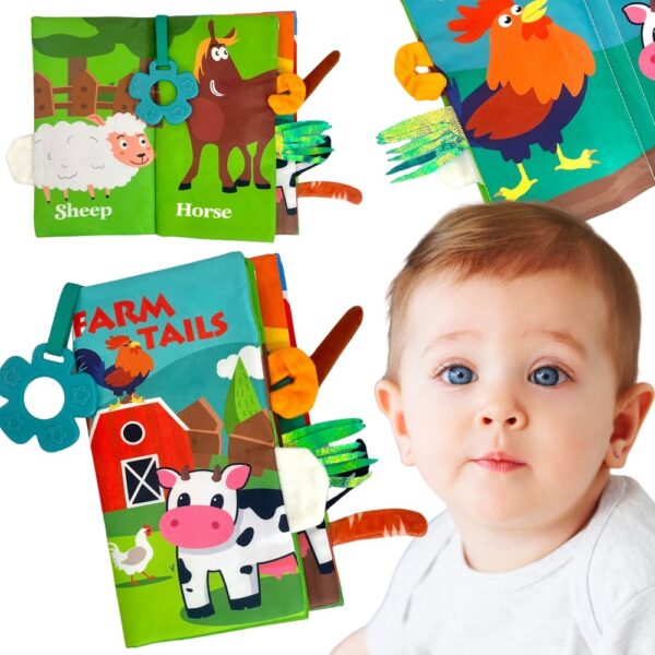 WOOPIE BABY Książeczka z Ogonkami Zwierząt Materiałowa - 001
