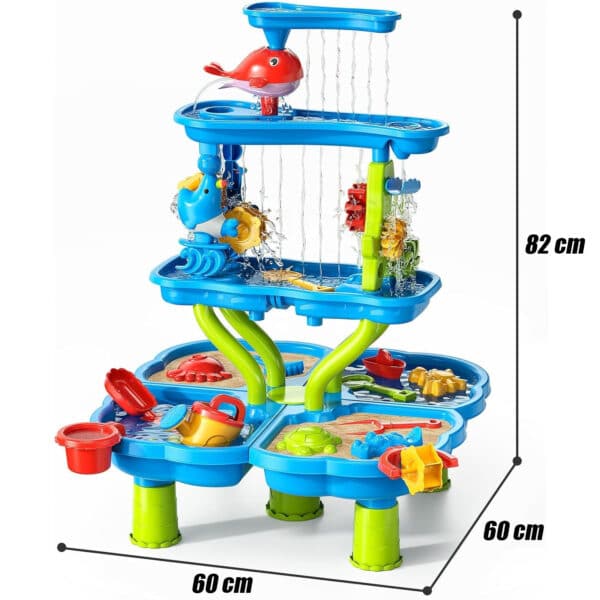 WOOPIE Stolik Wodny 4w1 Piaskownica Wodospad XL 4-Poziomowy Delfin - 013