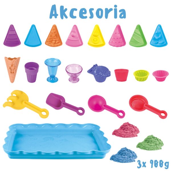 WOOPIE SAND FAIRY Piasek Kinetyczny Zestaw Lodziarnia Desery 24el - 002