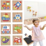Viga Układanka drewniana puzzle magnetyczne - pojazdy Certyfikat FSC - 002
