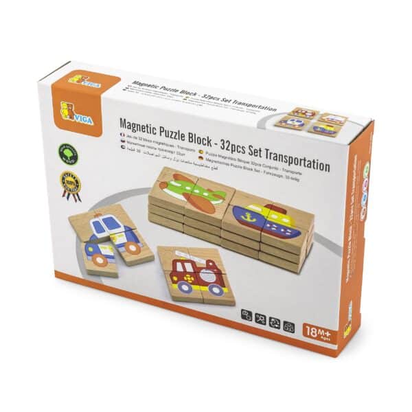 Viga Układanka drewniana puzzle magnetyczne - pojazdy Certyfikat FSC - 008