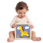 VIGA Poręczne Drewniane Puzzle Żyrafa - 001