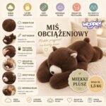 WOOPIE Pluszak Obciążeniowy Miś Niedźwiadek Bruno Antystresowy Sensoryczny Ciężkomiś Przytulanka 65cm 1500g - 002