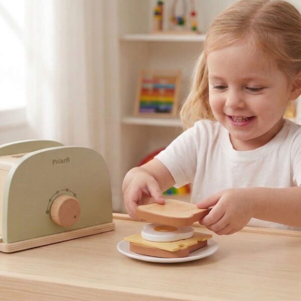 VIGA PolarB Drewniany Zestaw Toster Zielony + Akcesoria - 010