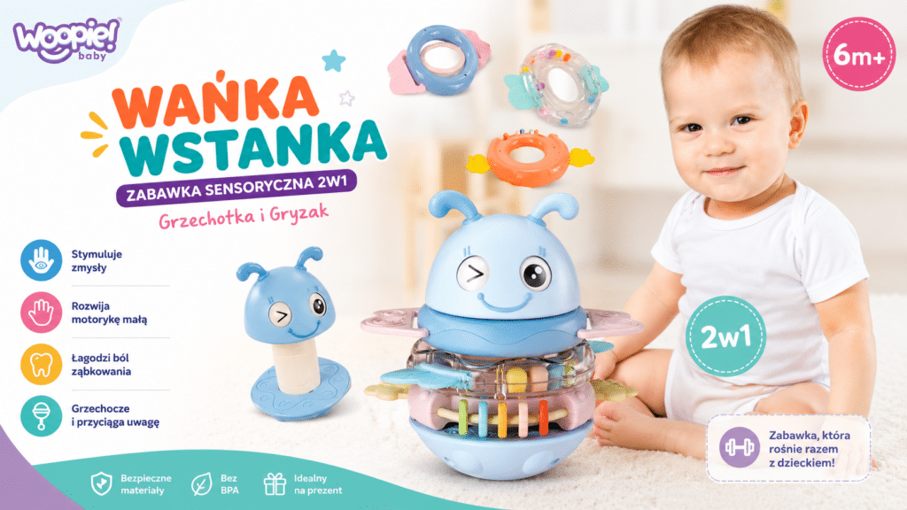 Woopie Baby Wańka-Wstańka 2w1 – sensoryczna zabawka, która wspiera rozwój niemowlaka 7
