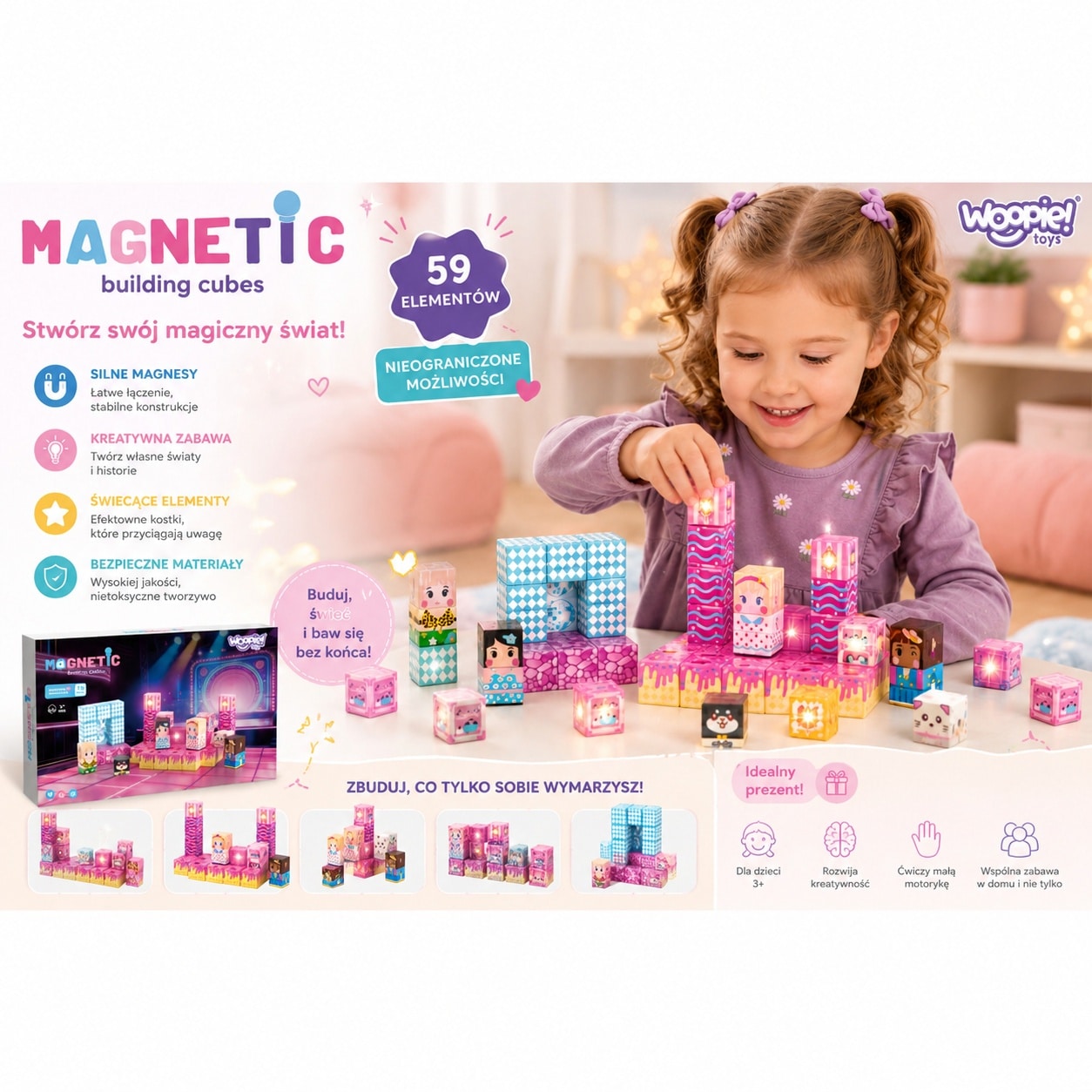 WOOPIE Magnetyczne Klocki Konstrukcyjne Scena 59 el. - 007