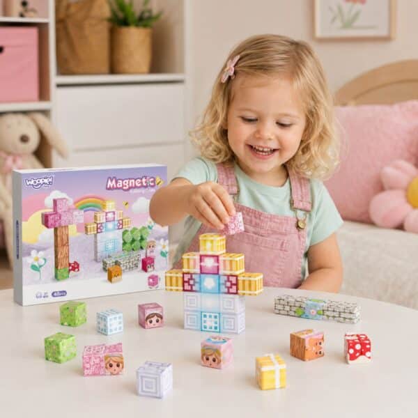 Woopie Klocki Magnetyczne Kostki 48 el Montessori Edukacyjna Układanka 3D - 002