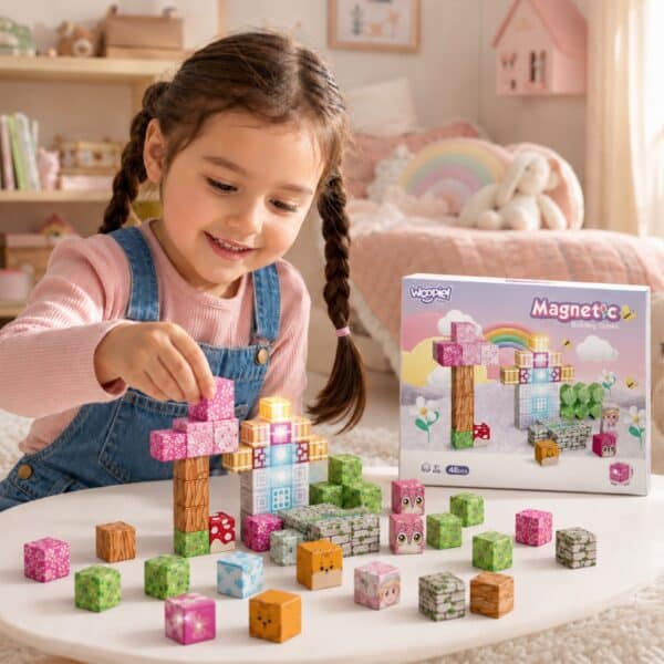 Woopie Klocki Magnetyczne Kostki 48 el Montessori Edukacyjna Układanka 3D - 003