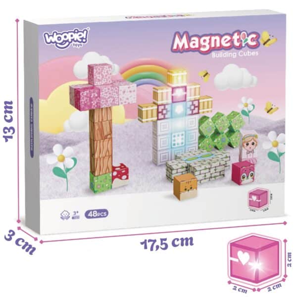 Woopie Klocki Magnetyczne Kostki 48 el Montessori Edukacyjna Układanka 3D - 005
