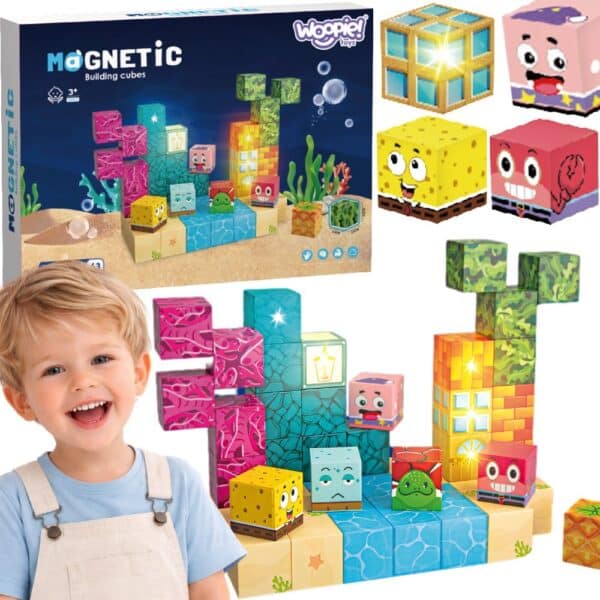 Woopie Klocki Magnetyczne Kostki 54 el Montessori Ocean Układanka Gra 3D - 001