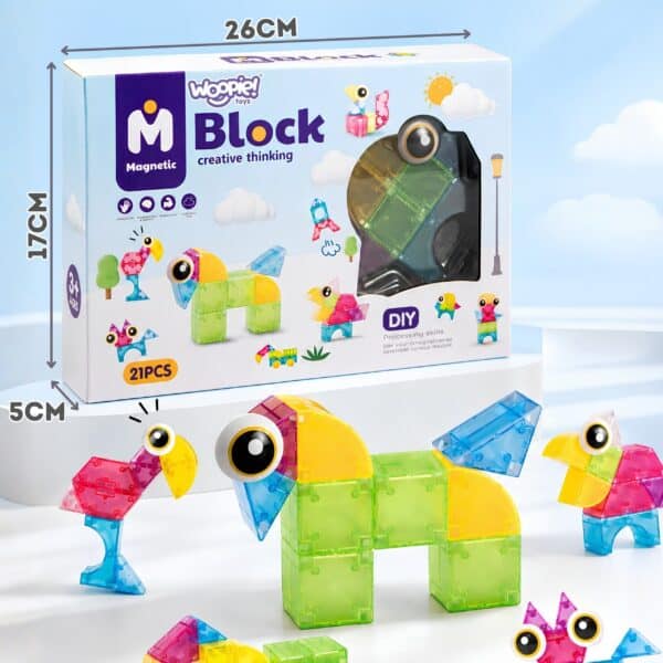 WOOPIE Klocki Magnetyczne 21el M Block Kreatywne Edukacyjne Prezent 3D - 004