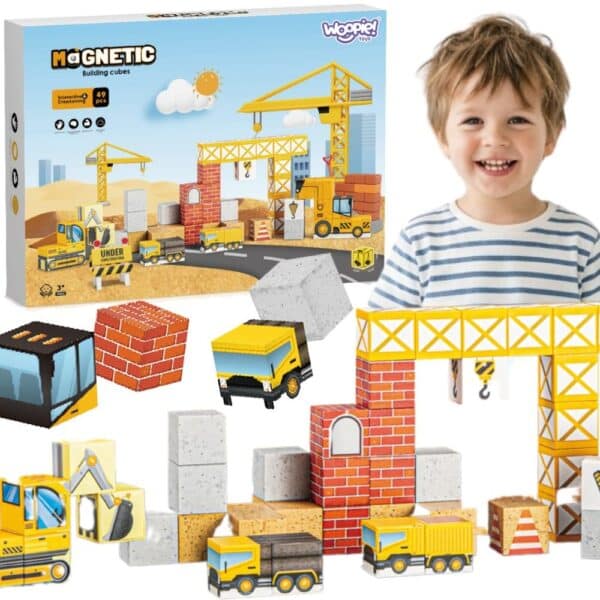 WOOPIE Magnetyczne Kostki Konstrukcyjne Plac Budowy 49 el. - 001