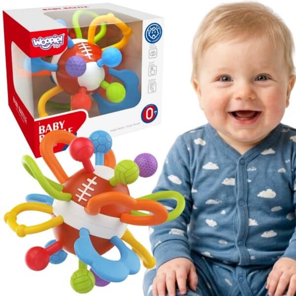 WOOPIE BABY Grzechotka Gryzak Sensoryczny Piłka dla Niemowląt Edukacyjna 0+ Miękka - 001