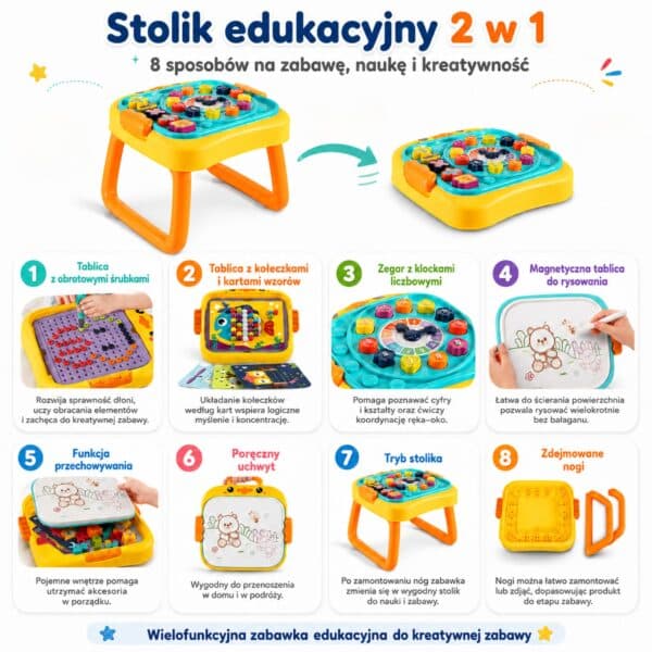 WOOPIE Interaktywny Stolik Edukacyjny Warsztat i Tablica 3w1 - 005