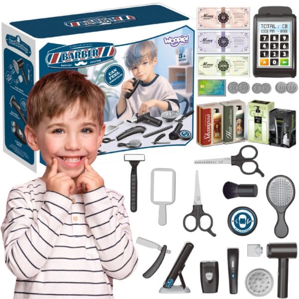 WOOPIE Barber Zestaw Fryzjerski dla Dzieci Salon Stylizacji 24el. - 001