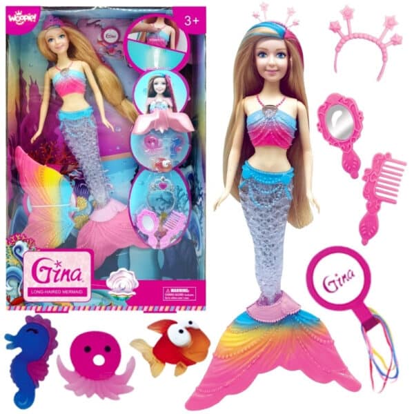 WOOPIE Lalka Syrenka Gina Magiczna Tęczowa z Akcesoriami - 001